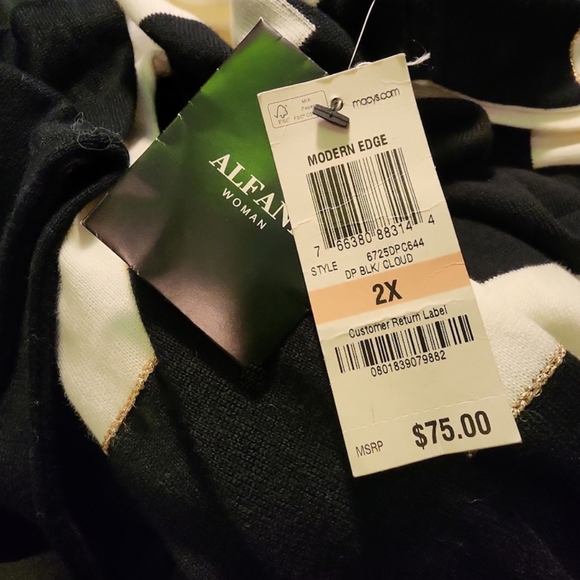 ALFANI Black and Off White Geometric Dress - Picture 6 of 7